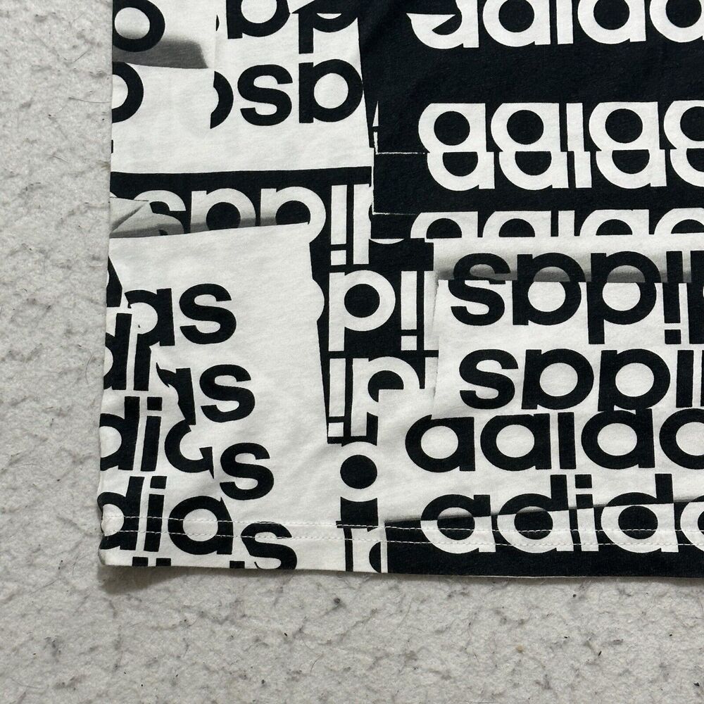 Adidas Boy's Large (14/16) Black White Logo Short Sleeve Athletic T Shirt - Picture 14 of 15